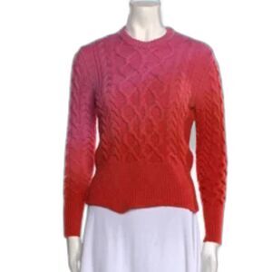 ply-knits Crew Neck Sweater Size: S Ombre Pink Orange Womens Long Sleeve Wool